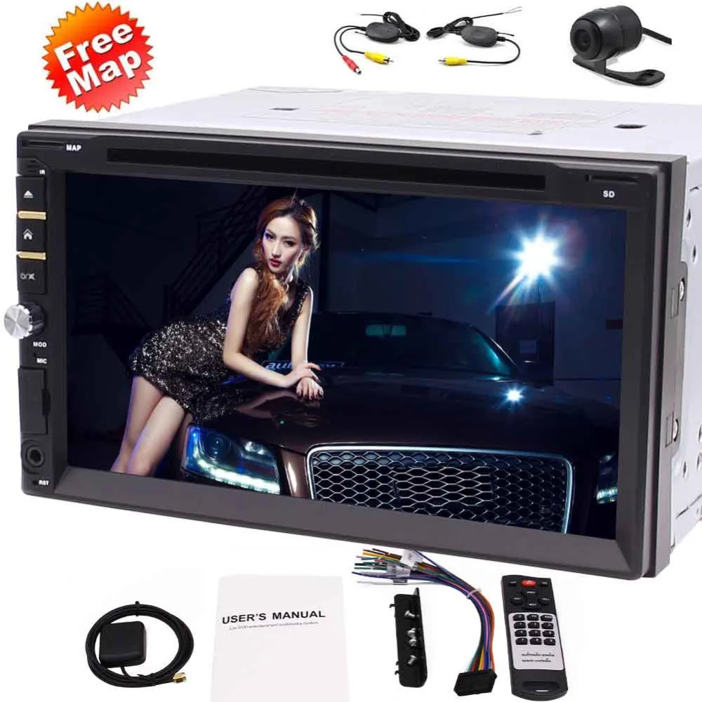 Eincar беспроводная камера заднего вида + двойной din автомобильный DVD плеер