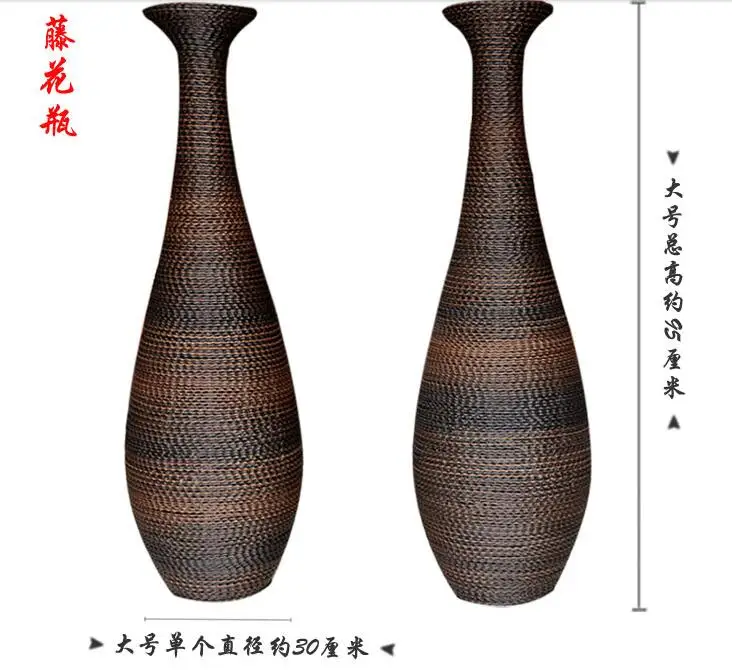 Bamboo состоит из большой ваза, В Европейский стиль украшения дома интерьер гостиной ручной вязки цветок баррель