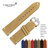 carlywet 20 22 24mm cowhide suede leather black orange vintage watch band strap belt for rolex omega submariner daytona panerai