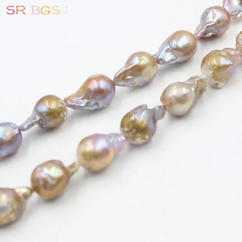 

Free Shipping 12x18mm High Quality 100% Real Purple Baroque Reborn Keshi Edison Natural Freshwater Pearl Beads 15"
