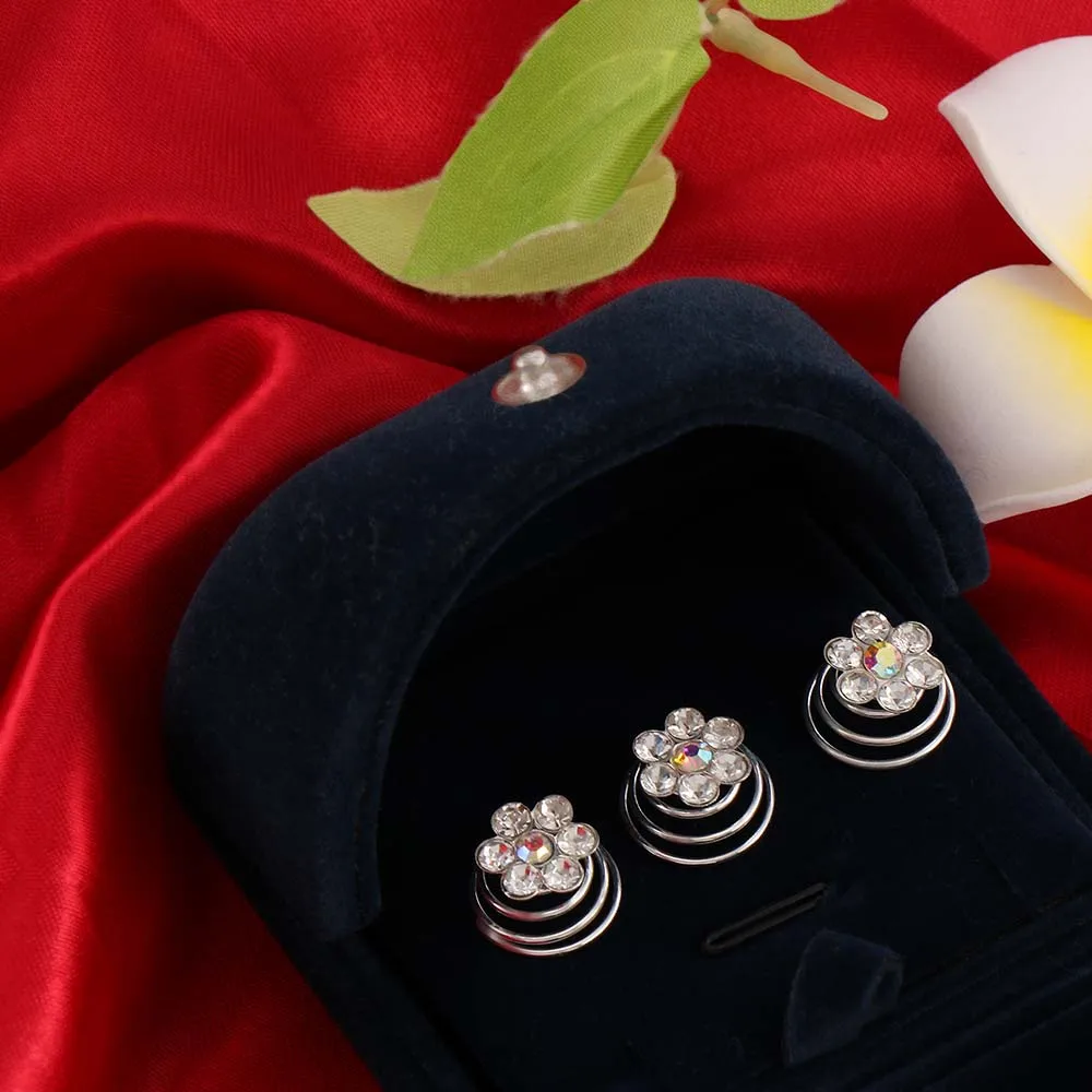 12 шт. крутящиеся шпильки для волос с кристаллами |