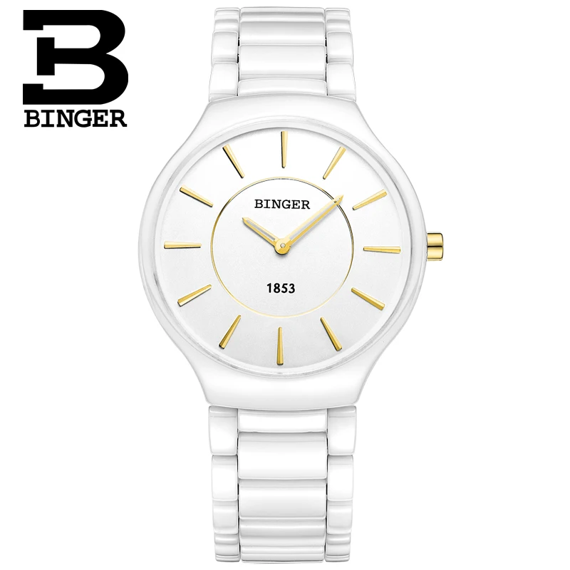 

Fashion Elegant Women White Ceramic Watches Imported Quartz Lovers Bracelet Wrist watch Simple 2 Hands Analog Watch Men Relogios