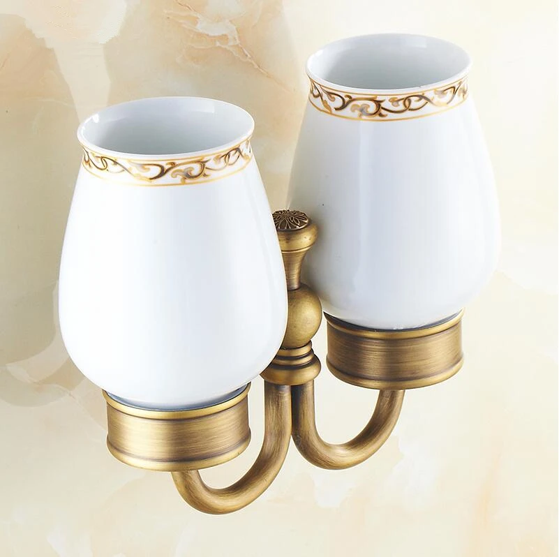 

Bathroom Accessories,Fashion Carving Flower Antique Brass Finish Toothbrush Tumbler&Cup Holder,Creative Design,Bath product