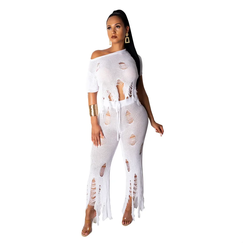 Женский трикотажный сексуальный комплект из 2 предметов Летние повседневные