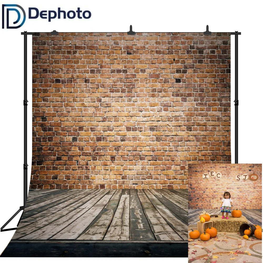 

DePhoto Photography Backdrops Brick Wall Wood Floor Wall Paper Photo Backgrounds Newborns Birthday Party