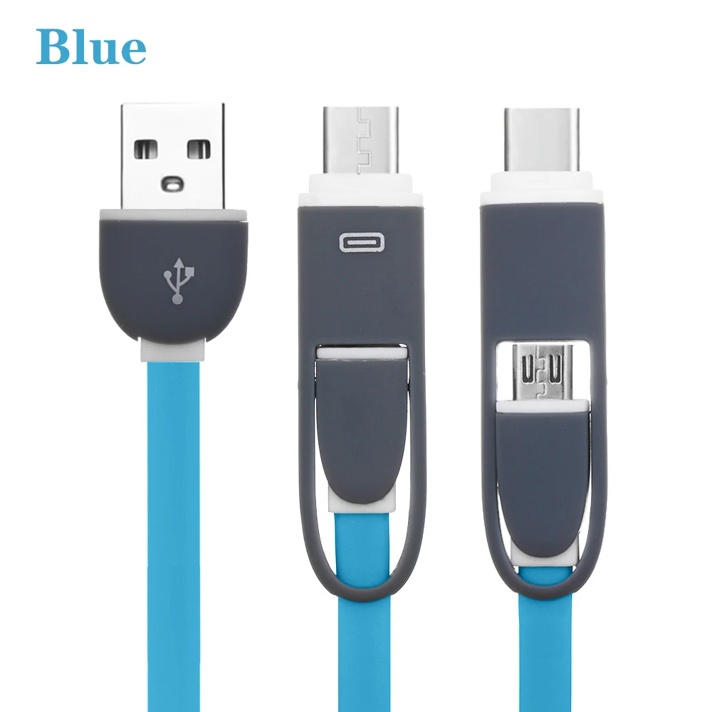 Blue 1 шт. цифровой USB 3,1 type-C к Micro USB конвертер USB-C адаптер кабель для зарядки данных 2 в 1 шнур для зарядки аксессуары для смартфонов - Цвет: Blue