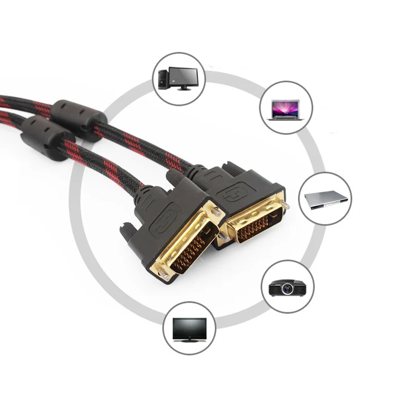 Высокое качество 1 5 м 3 нейлоновый плетеный кабель DVI к позолоченный D 24 + Штекерный