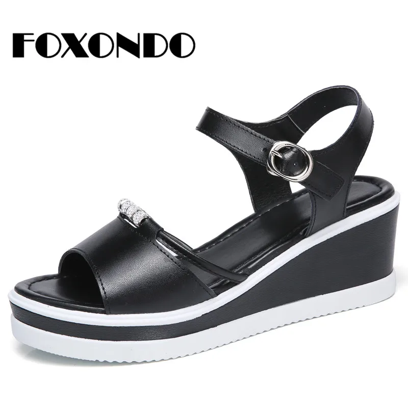 FOXONDO/2019 г. летние женские белые Вьетнамки с открытым носком на высоком каблуке и