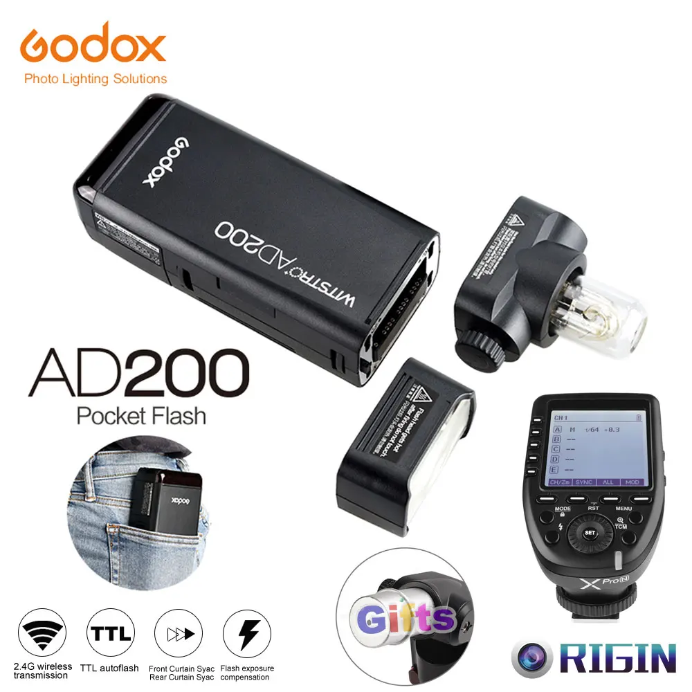 Godox карманная наружная вспышка AD200 конвертируемая крышка 2 4G Беспроводная 200WS TTL HSS