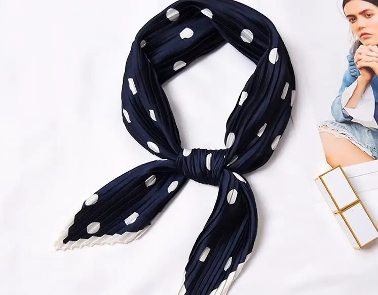 

Yishine 4colors Wrinkle Neck Scarf Women's Dots Prints Fashion Crepe Kerchief Scarves New Headband Crumple Handlebag Wraps Scarf