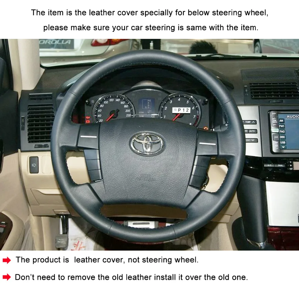 PONSNY Artificial Leather Car Steering Wheel Covers for Toyota Reiz Mark X 2005-2009 Black Micro-fiber leather | Автомобили и