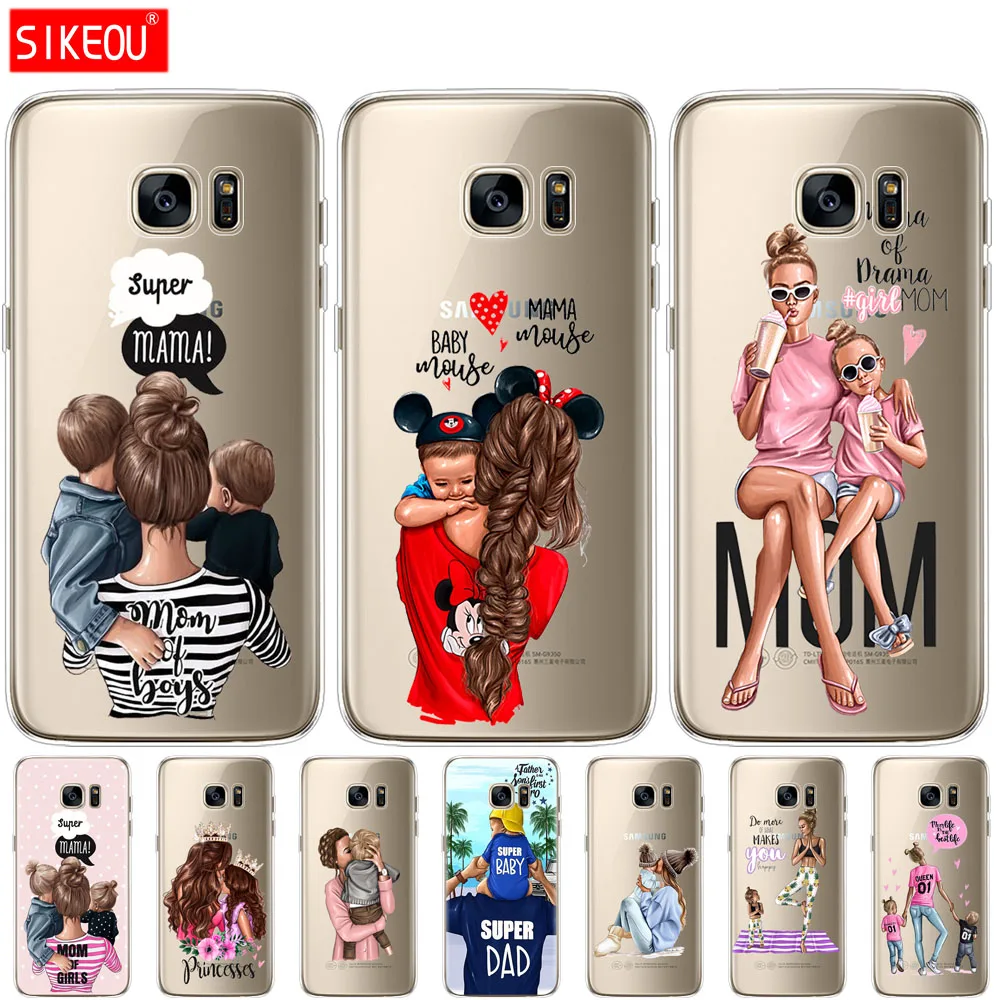 Силиконовый чехол для samsung Galaxy S10 E S9 S8 S7 S6 edge S5 S4 S3 PLUS, чехол для телефона для мамы, дочки, папы