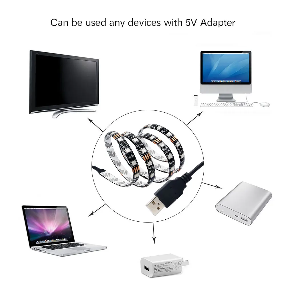 [DBF] DC 5 В USB Светодиодная лента 5050 RGB HDTV lcd PC фоновое освещение 60 Светодиодный s/m с 17Key RF пульт дистанционного управления 50 см/1 м/2 м набор