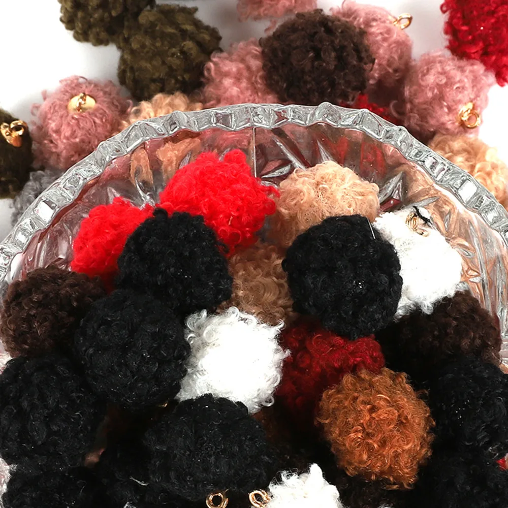 10pcs/lot 20mm Mini Cashmere Pompom Ball Charm Pendant For Bracelet Necklace Jewelry Making DIY Earring Findings | Украшения и
