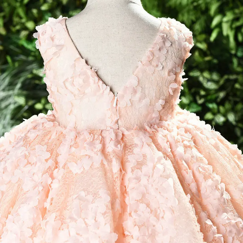 

0-10 Years Lovely Princess Dress Birthday Gift Ball Gown Flower Girl Dresses for Wedding Petals Girls Formal Dress B455