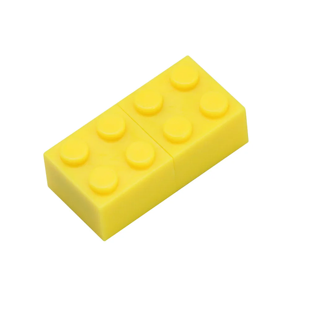 yellow Игрушечный кирпичный флеш-накопитель 128G USB флеш-накопитель 64GB пластиковая строительный блок-флешка, подарок 32GB флеш-накопитель USB в режиме реального объема - Цвет: yellow