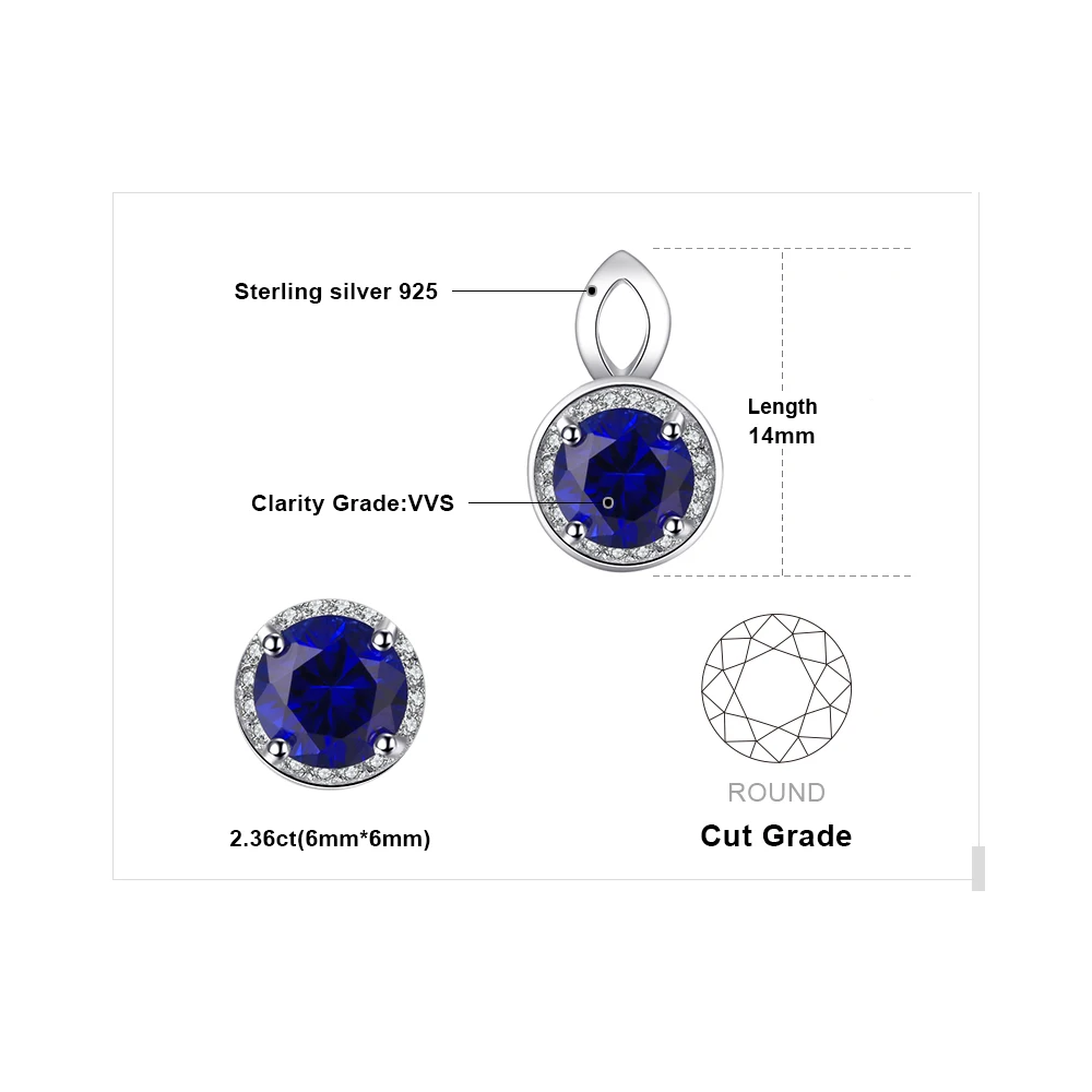 Jewelrypalace круглой огранки 4.8ct создан синий сапфир Halo Серьги одноцветное 925 серебро