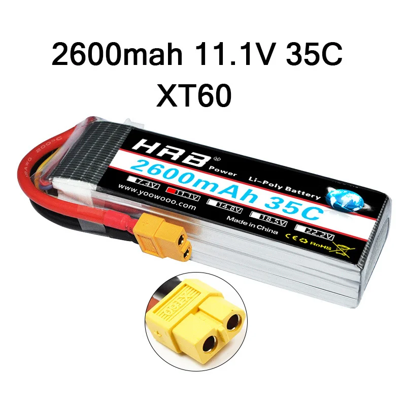 3S 2600mah 35C XT60 HRB 3S 11,1 V Lipo 1100mah 1200mah 1300mah 1500mah 2200mah 2600mah 3000mah 3300mah 3600mah 4200mah Для RC автомобиля FPV лодки - Color: 3S 2600mah 35C XT60