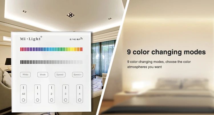 

Milight B3 4-Zone RGB/RGBW and brightness dimming Smart Panel Remote Controller control for led strip light ribbon lamp or bulb