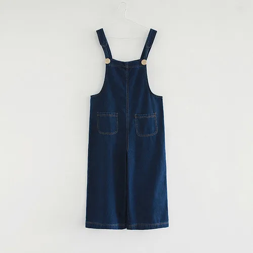 Dark blue Mori Girl/осенний свободный джинсовый комбинезон в винтажном стиле, на подтяжках, длина по щиколотку, широкие штаны, женские джинсовые комбинезоны размера плюс 5XL A72804 - Цвет: Dark blue