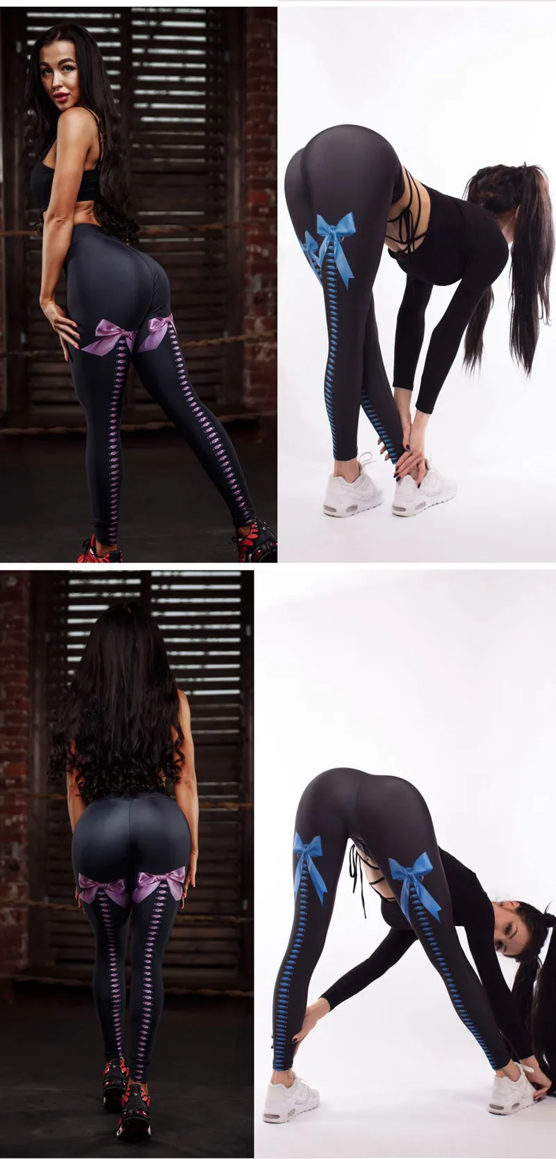 Sexy Yoga Pants Bowknot Printed Gym Leggins Sport Women Fitness Clothing High Waist Elastic Workout Yoga Leggings Running Pants