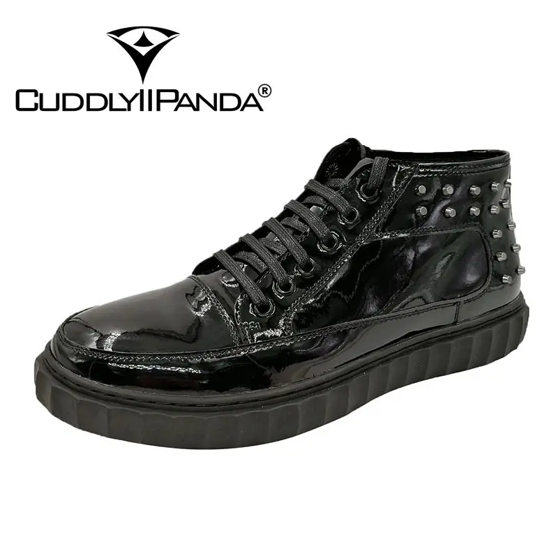 CuddlyIIPanda 2019 Men Fashion Sneakers British Style Rivets High Top Causal Smoking Slippers Luxury Loafers Dress Shoes | Обувь