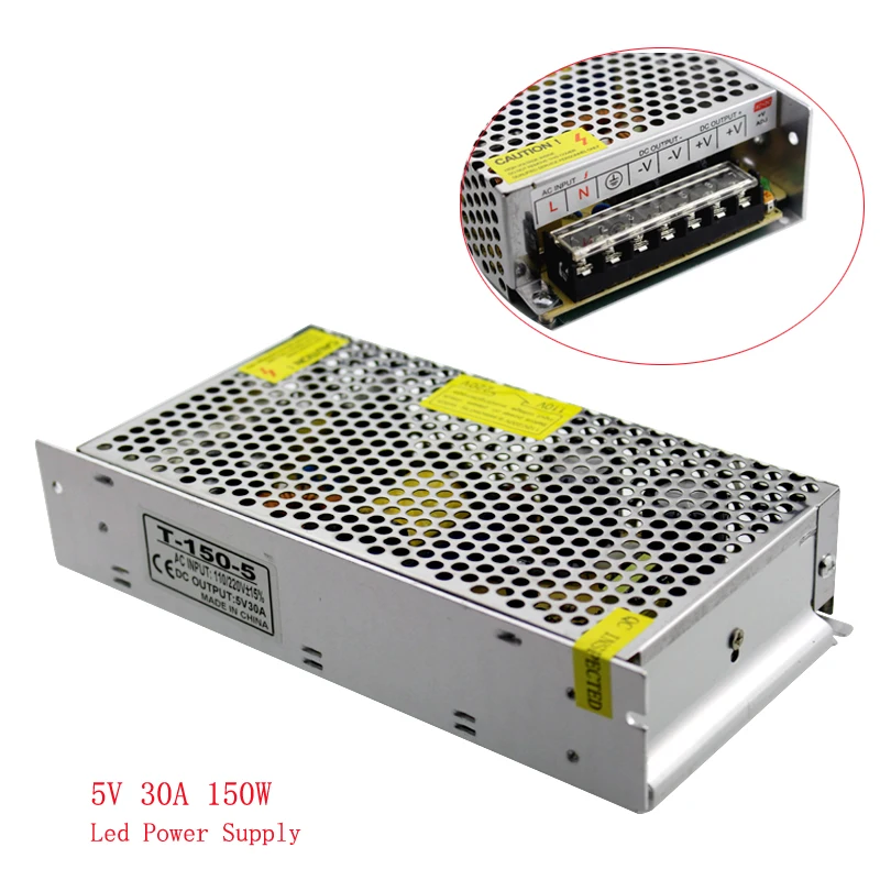 DC 5V источник питания 30A 150W led trafo Ac Dc 5v Led трансформатор освещения 220V Драйвер
