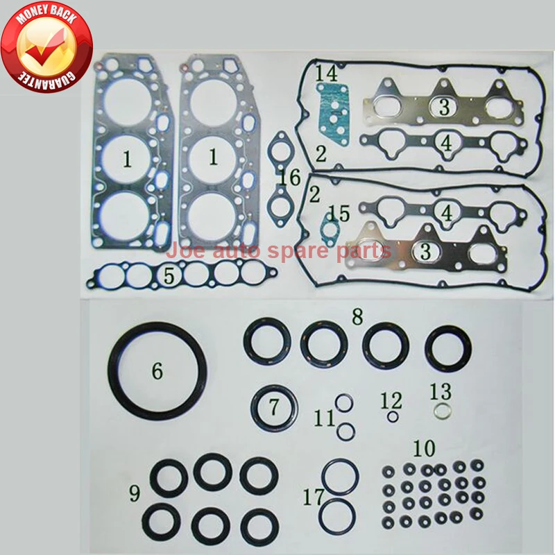 

6A12 Engine Full gasket set kit for PROTON PERDANA v6 Mitsubishi GALANT V 2.0L MD971346 50161600 430207P 01-52790-01 015297001