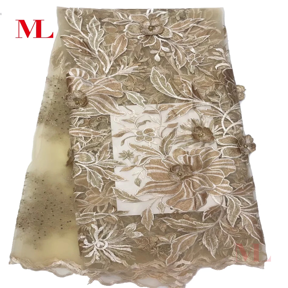 Мл 5 метров в нигерийском стиле Кружева Бисер африканском кружевная ткань чистая