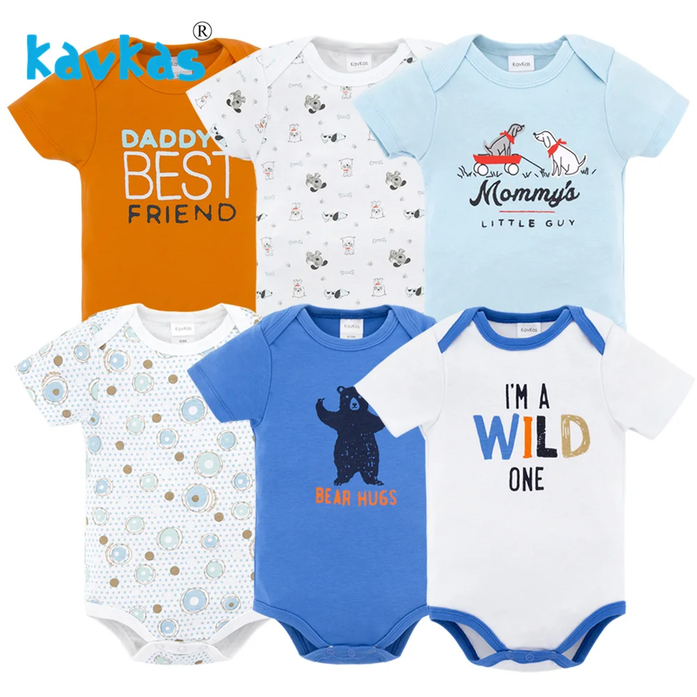HY21042108 Kavkas/6 шт. Детские боди из хлопка с короткими рукавами Roupa De Bebes летний комплект одежды для маленьких мальчиков - Цвет: HY21042108