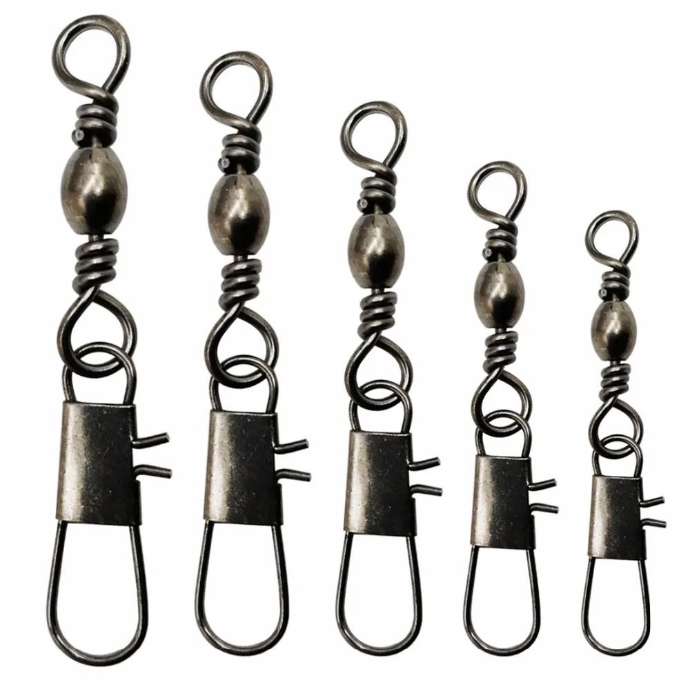 Легко ловить 10 шт. баррель рыболовная вертлюг с блокировкой оснастки черный