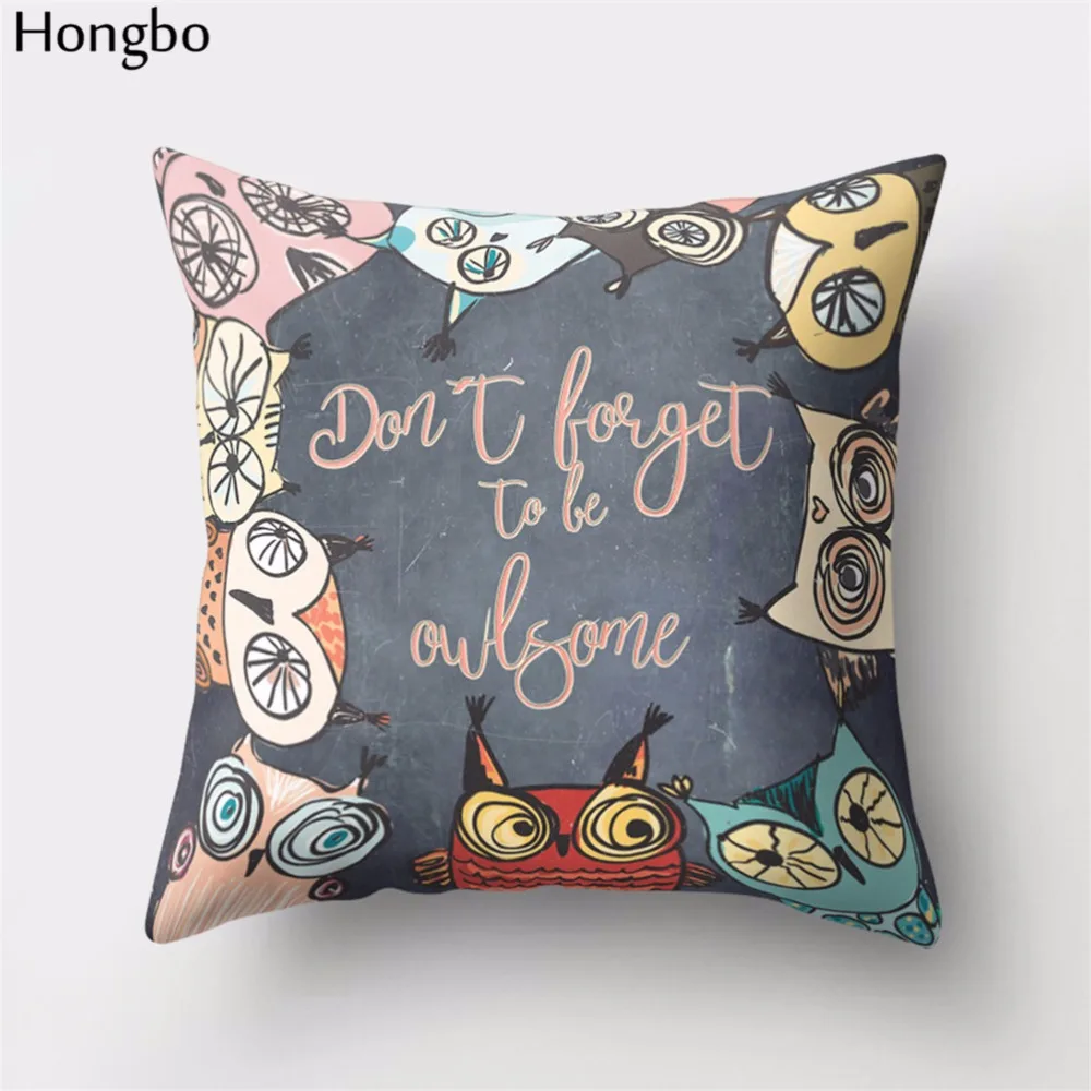 Hongbo 1 шт. мультяшная наволочка с совами, полиэстер, подарок на день Святого Валентина, кресло, талия, квадратная наволочка, чехол