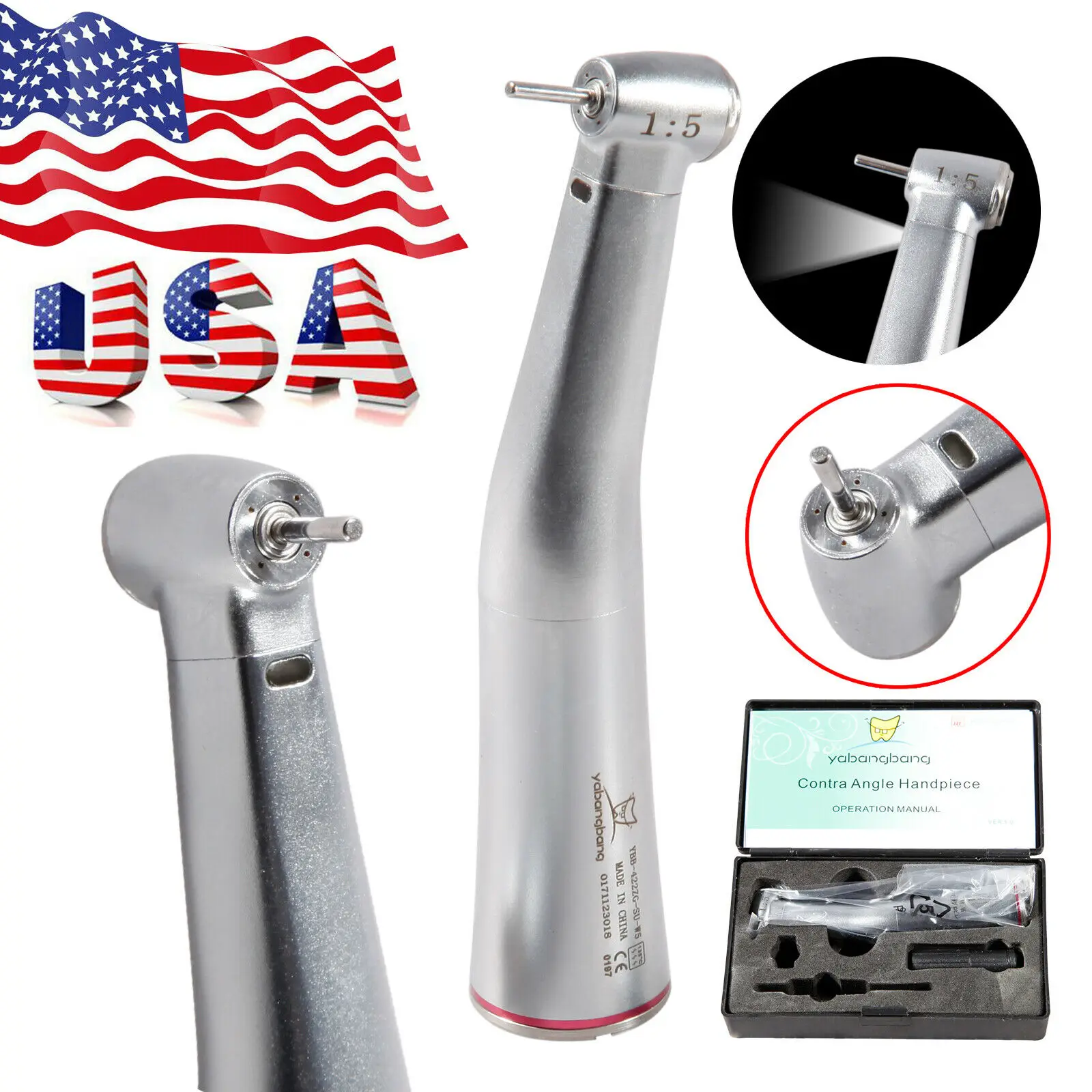 Стоматологический 1:1/1:5 светодиодный волоконно-оптический наконечник под углом