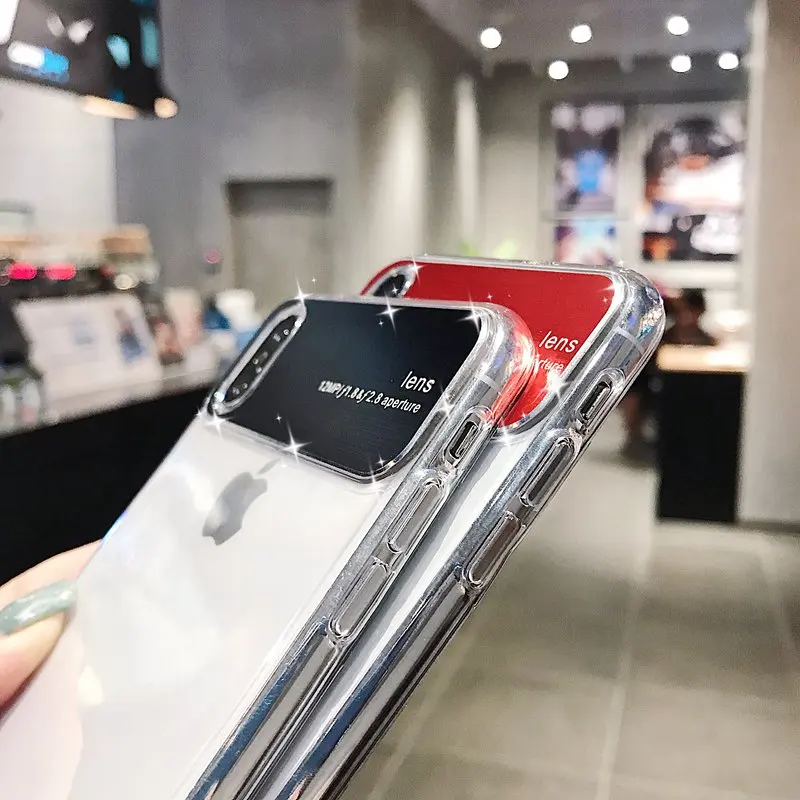 Роскошные прозрачные чехлы с покрытием для iPhone X XR XS MAX Блестящий глянцевый