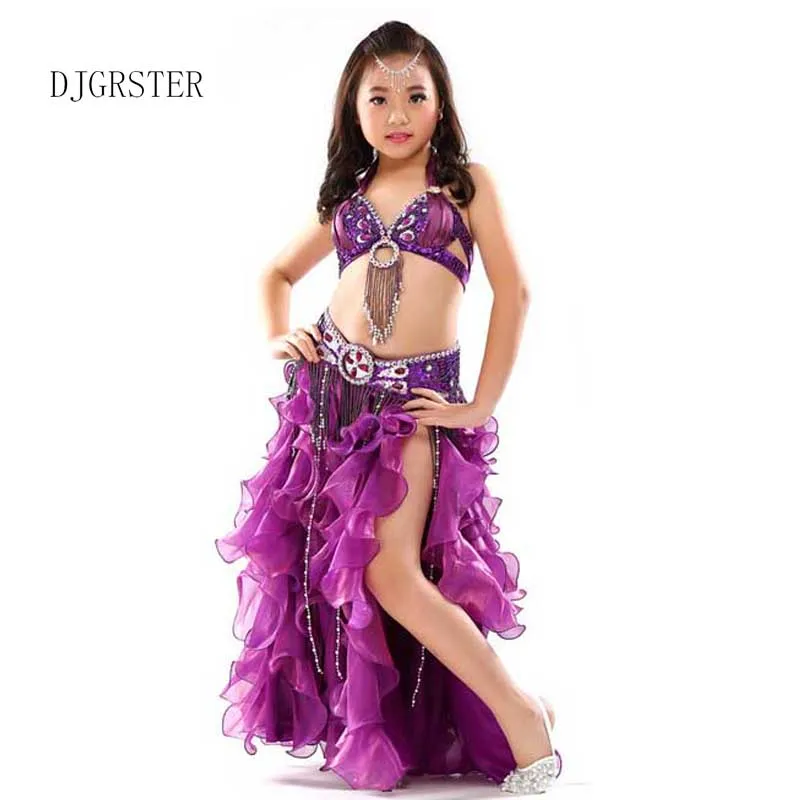 DJGRSTER 2020 Детские костюмы для танца живота 2 3 шт. (бюстгальтеры + юбка цепочка на