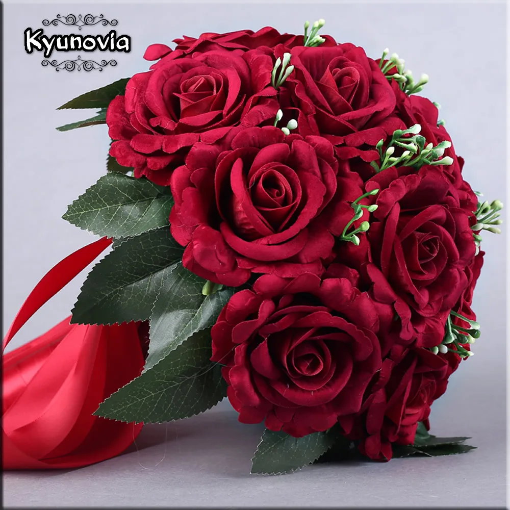 Kyunovia 15 шт. красные настоящие на ощупь розы свадебные букеты Свадебные украшения