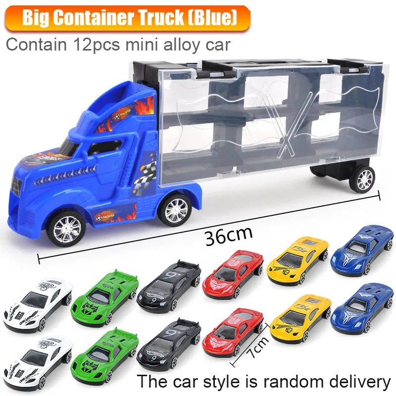 Blue truck2 12 car 1/24 масштабный контейнер для хранения, грузовик, пластиковые транспортные средства, игрушки с литой под давлением мини-автомобиль, горячие Литые Автомобильные колеса, волшебные треки, машины для детей - Цвет: Blue truck2 12 car