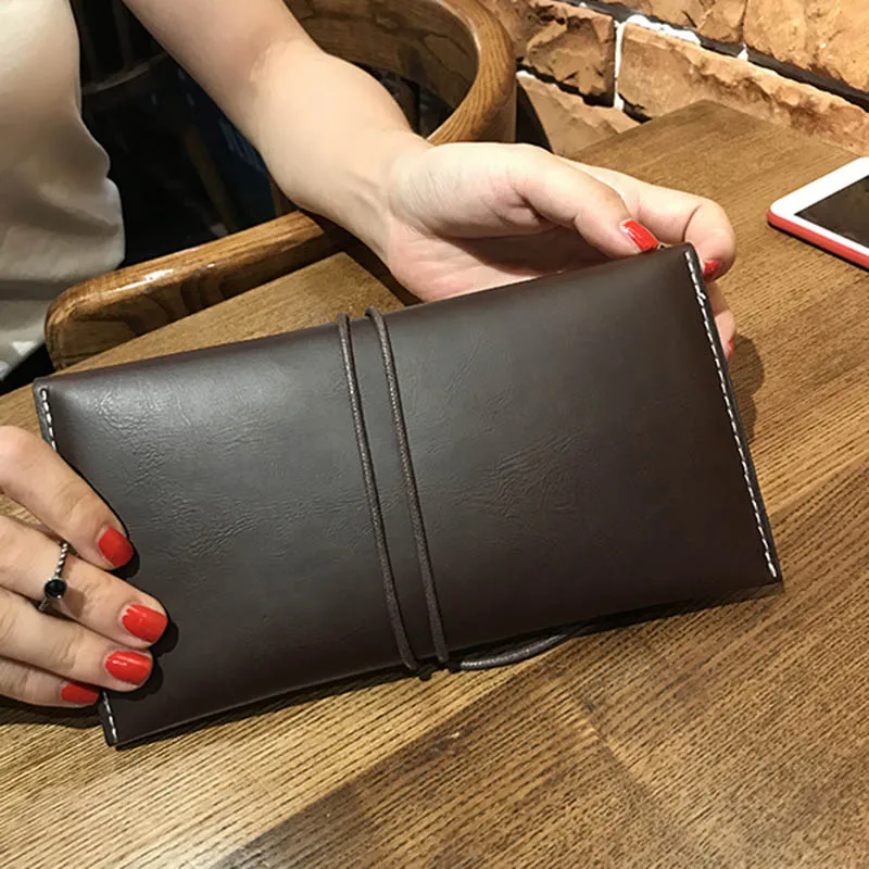 Новые повседневные женские клатчи винтажные кожаные тонкие сумочки женская