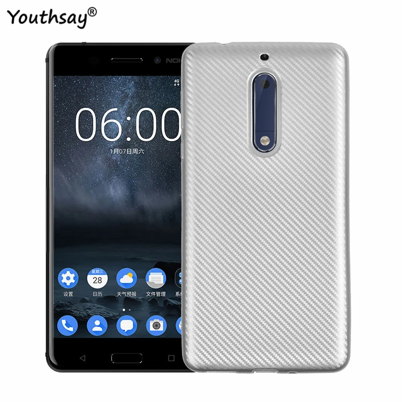 Carbon Fiber Case For Nokia 5 Silicone Brushed Soft TPU Protective Nokia5 Phone Cover Shell Funda Youthsay | Мобильные телефоны и