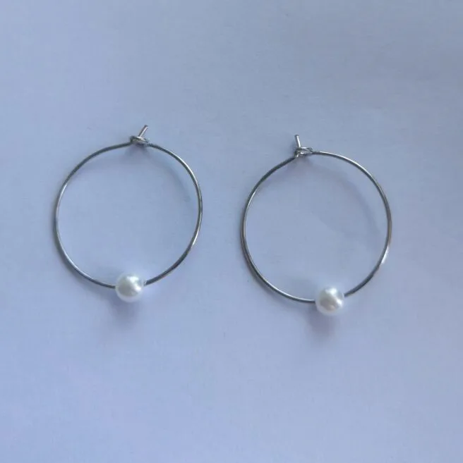 ea940 Wedding party Simple New Trendy alloy geometric Big circle imitation pearl earrings Female jewelry accessories | Украшения и