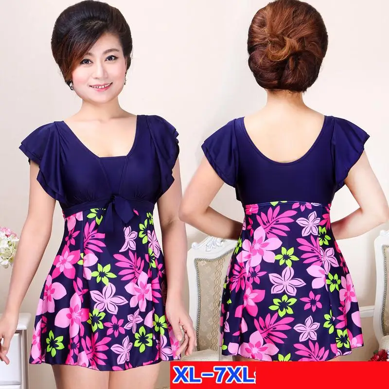 Консервативное платье для пожилых мам купальный костюм женский слитный