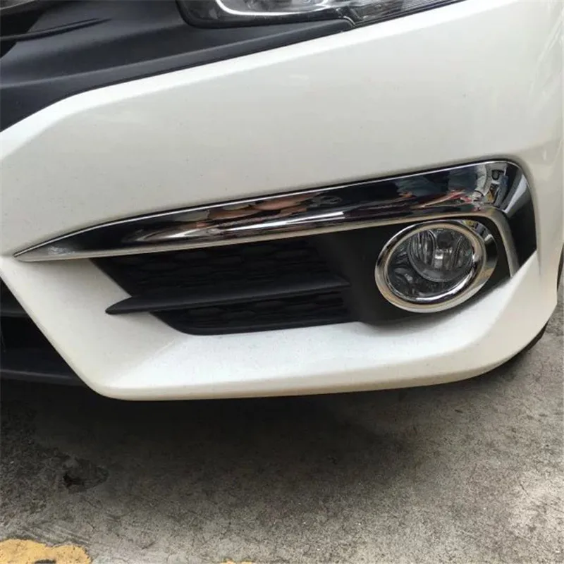 FIT FOR 2016 2017 HONDA CIVIC CHROME FRONT FOG LIGHT LAMP EYEBROW BUMPER LID EYELID TRIM COVER BEZEL STYLING GARNISH MOLDING | Автомобили