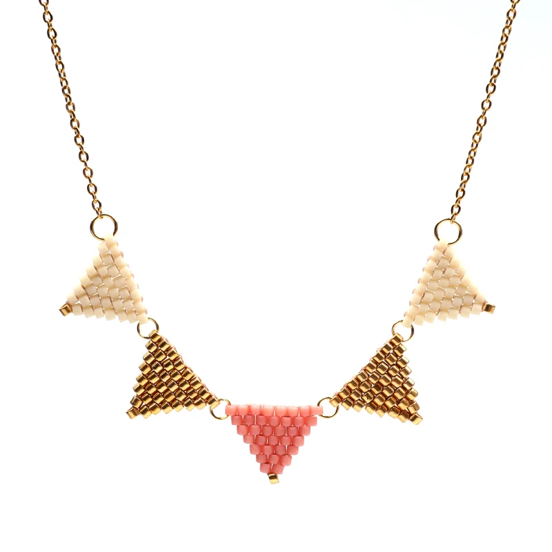 

FAIRYWOO Fairy Miyuki Geometric Pendant NecklaceFashion Friendship Gift Women Necklace Gold Stainless Steel Chain Collare Choker