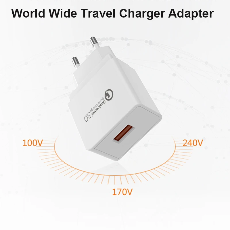 18 Вт QC3.0 QC2.0 быстрое зарядное устройство адаптер EU US UK AU дорожное 5 в 9 12 В 1A 2A
