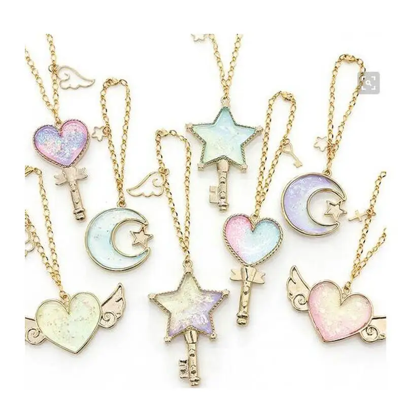 

5pcs Hollow Moon Star Keychain Open Bezels Jewelry Pendant Accessories DIY Charms Handmade UV Resin Findings Metal Frame Craft