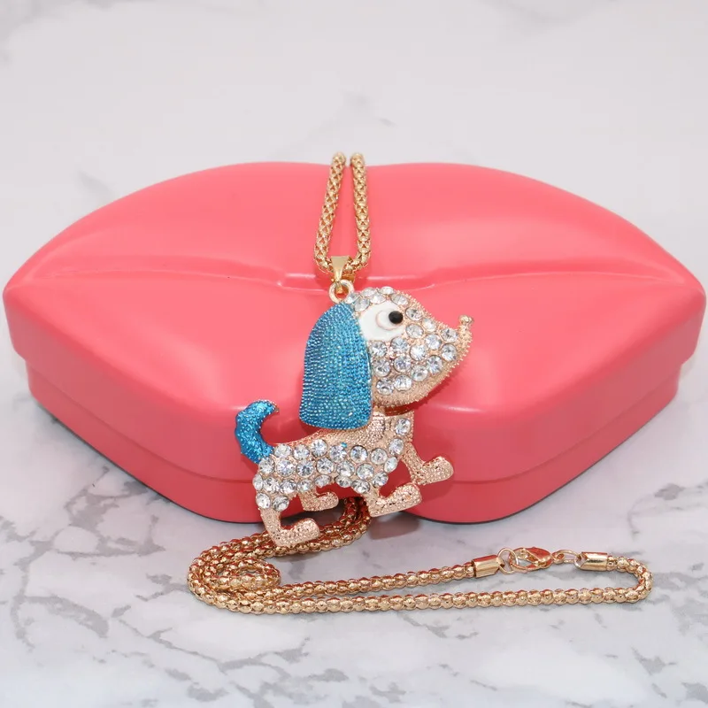 Женское Ожерелье в форме собаки ожерелье из цинкового сплава со стразами