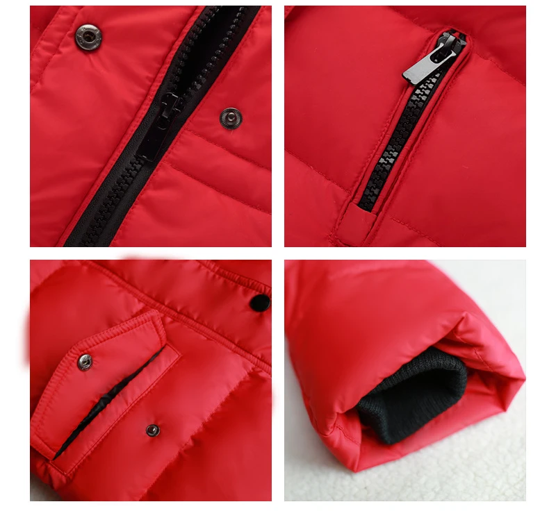 Новое зимнее пуховое пальто для мальчиков теплая обувь на меху с капюшоном