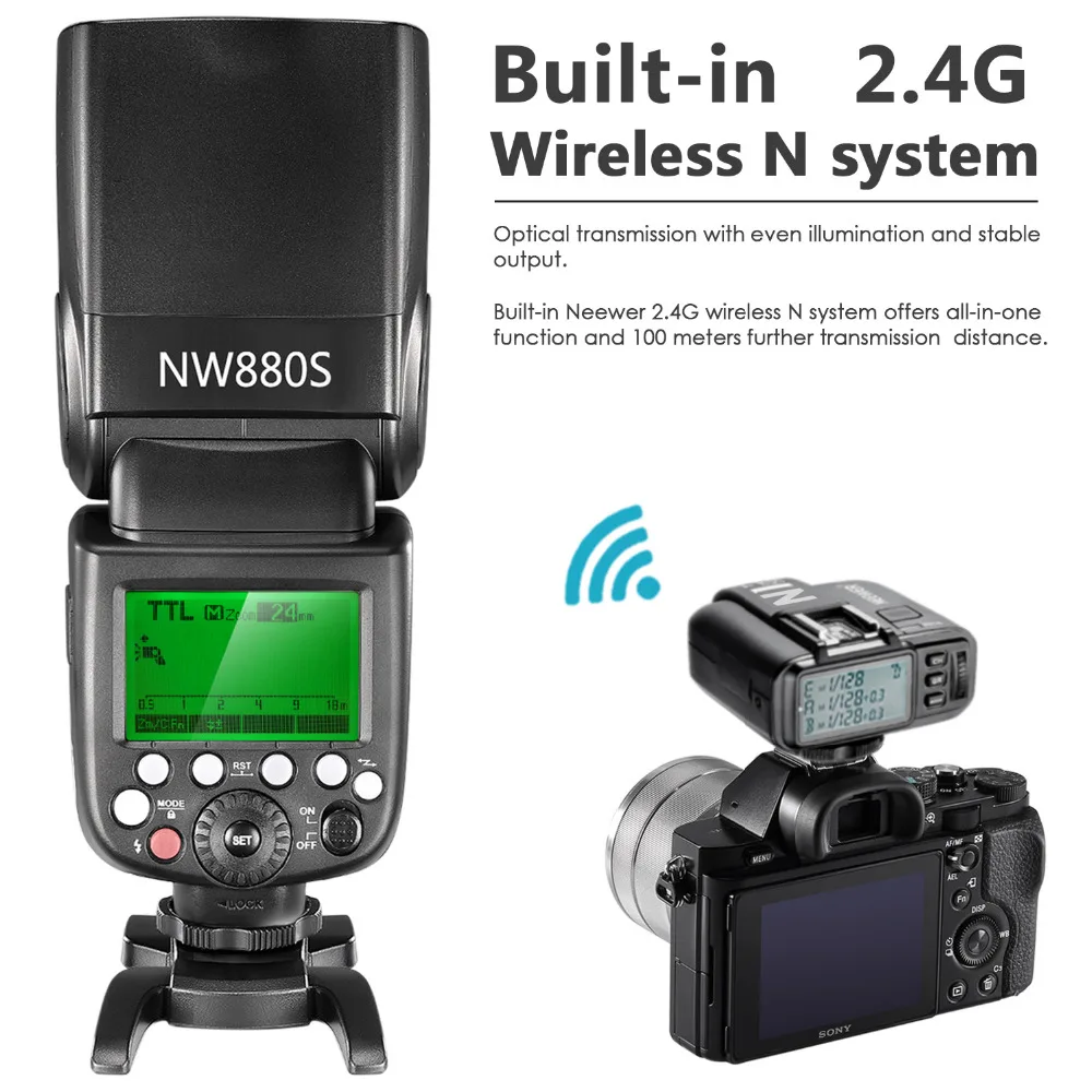 Neewer 2 4G Беспроводная 1/8000 HSS TTL Master/Slave Flash Speedlite Kit для камеры Sony с новым Mi Shoe |