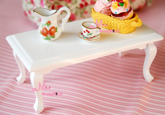 1/12 кукольный домик миниатюрная деревянная мебель чистый белый кофе чай