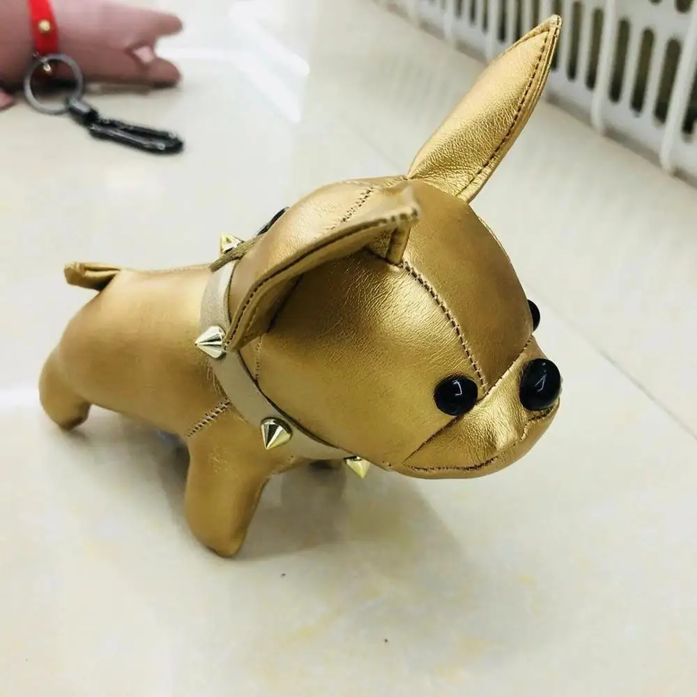 Gold 2 Брелок с бульдогом из искусственной кожи животное собака брелок держатель сумка Шарм брелок Chaveiros бульдог сумка аксессуары панк стиль Pendan - Цвет: Gold 2